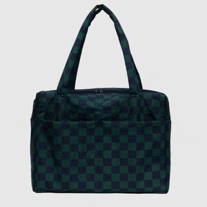 BAGGU Cloud Carry On in Navy/Green Checkered